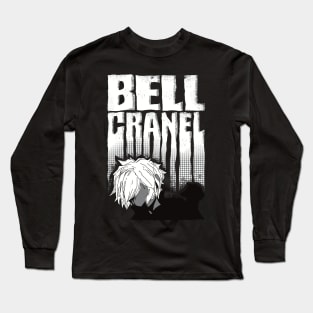 Bell Cranel Minimalist with Cool White Typography from Danmachi Anime Long Sleeve T-Shirt